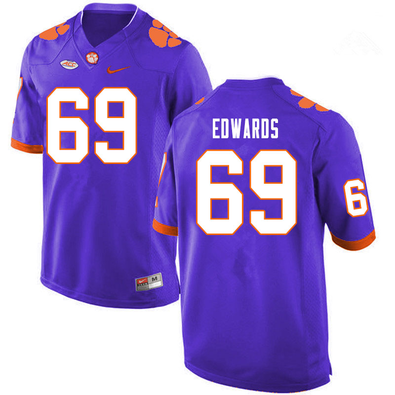 Men #69 Jacob Edwards Clemson Tigers College Football Jerseys Sale-Purple